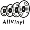 logo of Allvinyl record cabinets showing a black and white outline outline of 4 Lp's with the text AllVinyl